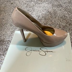 Nude platform heels
